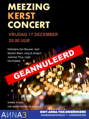 ANNA3 | Vrijdag 17 december 2021 | 20 uur | Meezing-Kerstconcert | Annelies Boodts, harp |  Myriam Baert, zang & dirigent | Joannes Thuy, orgel | Vooral Het Publiek - u dus! | Sint-Anna-ten-Drieënkerk Antwerpen Linkeroever